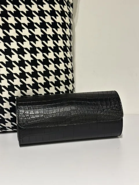 Crocodile Leather Black 22cm Silver Hardware Watch Box WCA002