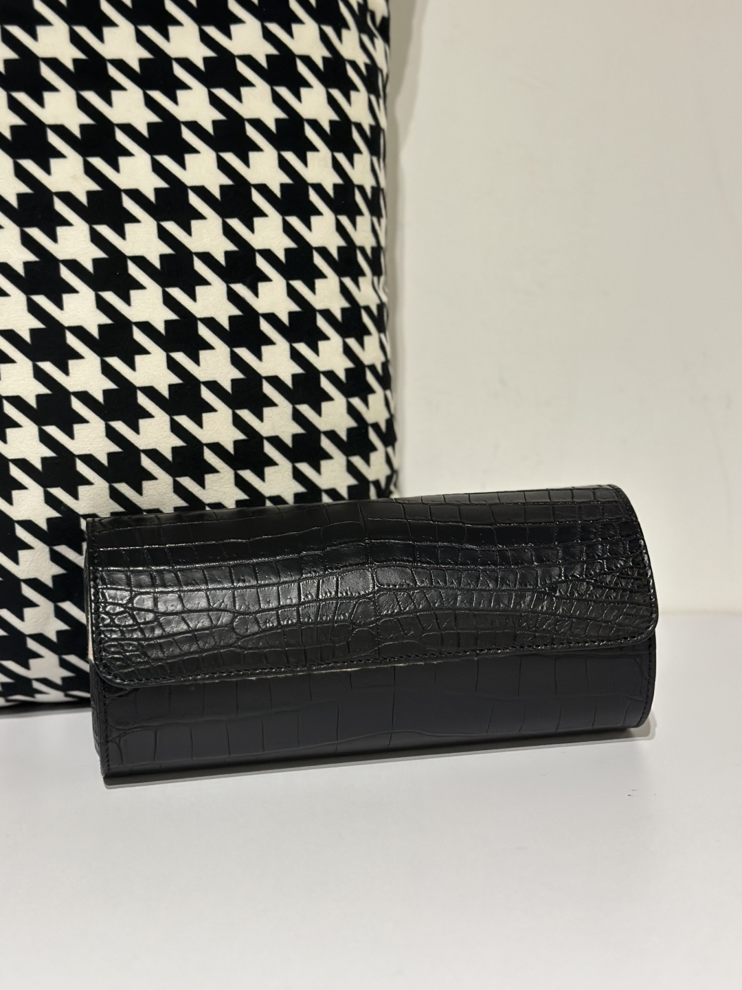 Crocodile Leather Black 22cm Silver Hardware Watch Box WCA002