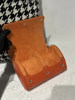 Crocodile Leather Orange 15cm Silver Hardware Watch Box WCA004 image 3