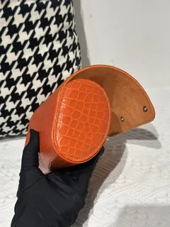 Crocodile Leather Orange 15cm Silver Hardware Watch Box WCA004 image 5