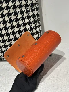 Crocodile Leather Orange 15cm Silver Hardware Watch Box WCA004 image 6