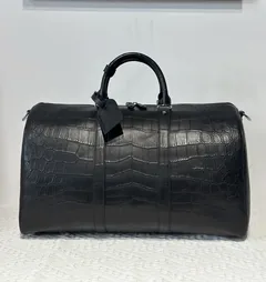 Crocodile Leather Black Matte Nile Silver Hardware Travel Bag WCB001 image 1