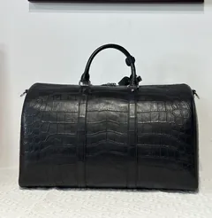 Crocodile Leather Black Matte Nile Silver Hardware Travel Bag WCB001 image 2