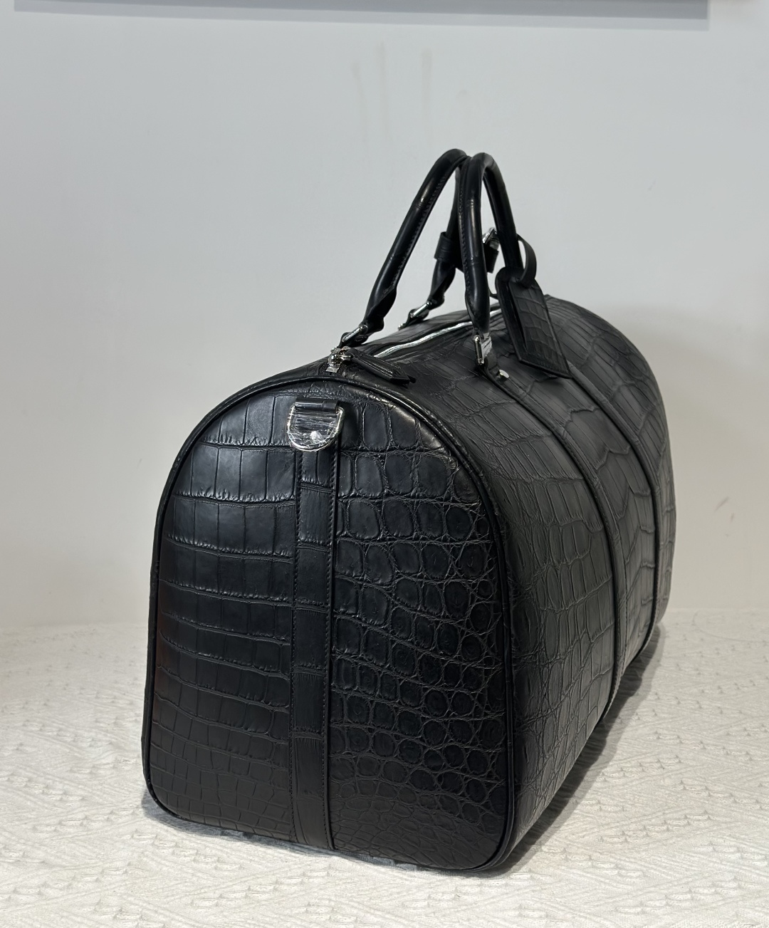 Crocodile Leather Black Matte Nile Silver Hardware Travel Bag WCB001 image 4