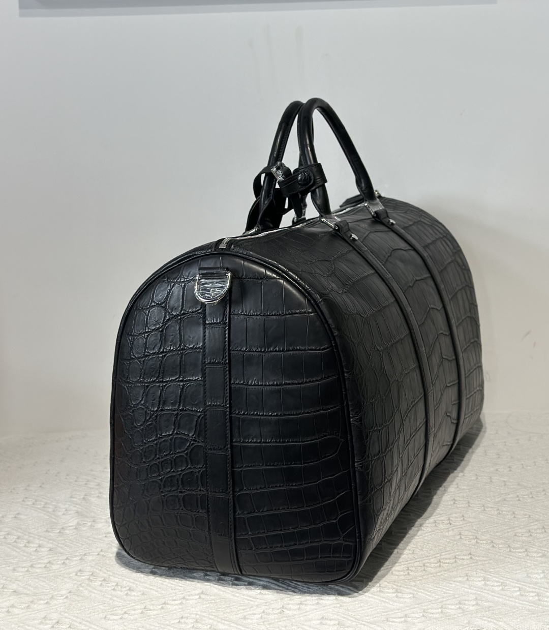 Crocodile Leather Black Matte Nile Silver Hardware Travel Bag WCB001 image 5
