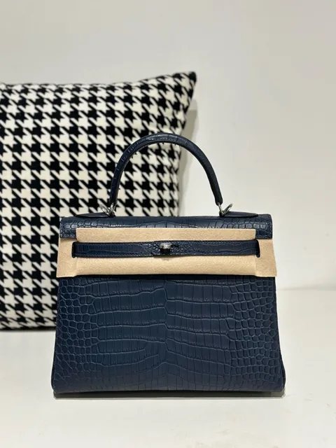 Crocodile Leather Inside Stitch 28cm Matte Top Handle Bag Collection WCB002