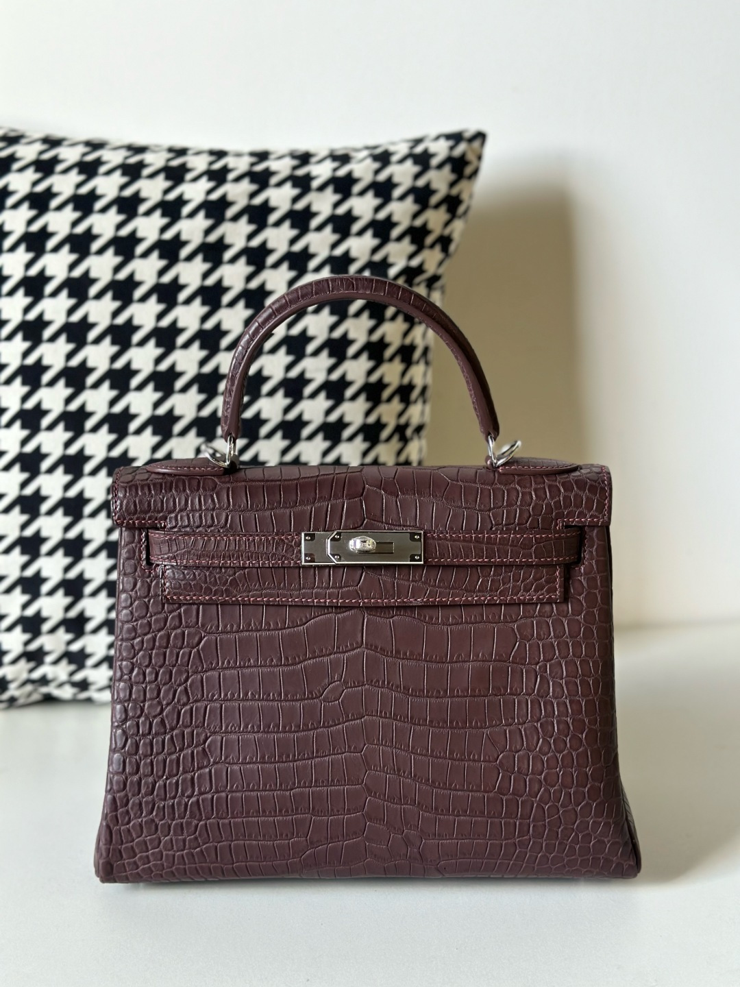 Crocodile Leather Inside Stitch 28cm Matte Top Handle Bag Collection WCB002 photo 2