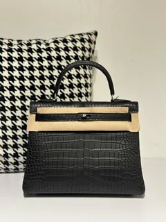 Crocodile Leather Inside Stitch 28cm Matte Top Handle Bag Collection WCB002 image 4