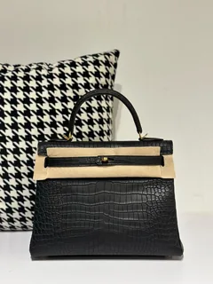 Crocodile Leather Inside Stitch 28cm Matte Top Handle Bag Collection WCB002 image 5