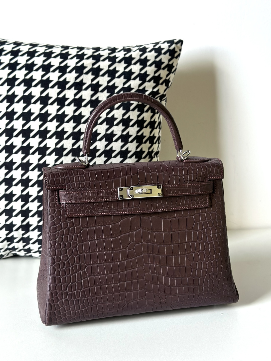 Crocodile Leather Havana Brown 28cm Matte Silver Hardware Top Handle Bag WCB004 photo 2