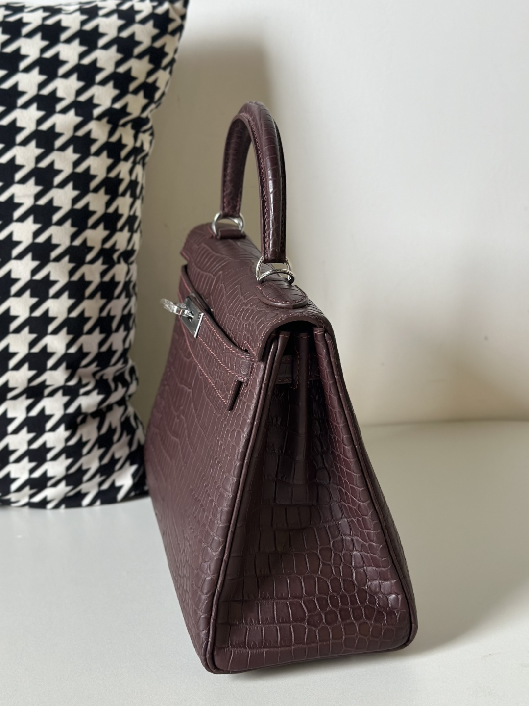 Crocodile Leather Havana Brown 28cm Matte Silver Hardware Top Handle Bag WCB004 photo 4