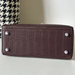 Crocodile Leather Havana Brown 28cm Matte Silver Hardware Top Handle Bag WCB004 image 6