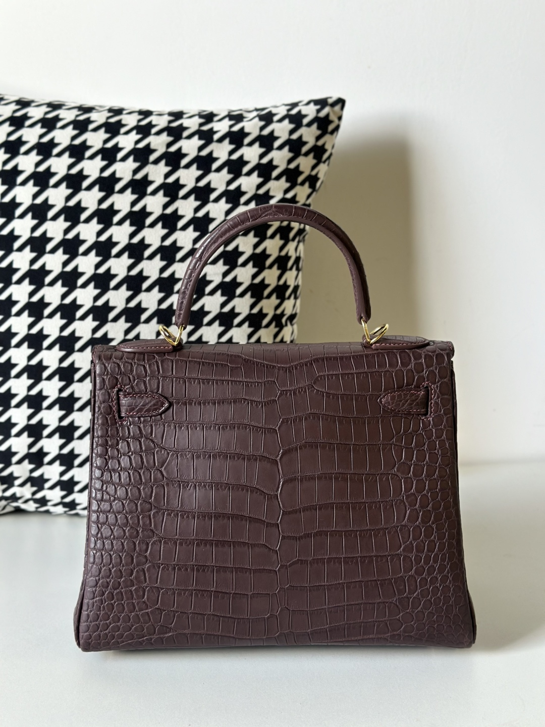 Crocodile Leather Havana Brown 28cm Matte Gold Hardware Top Handle Bag WCB005 image 3