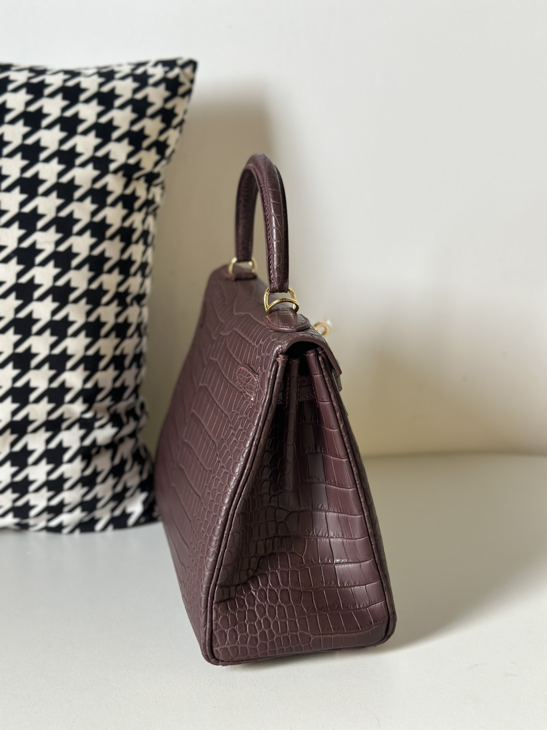 Crocodile Leather Havana Brown 28cm Matte Gold Hardware Top Handle Bag WCB005 image 5