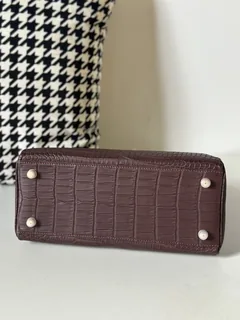 Crocodile Leather Havana Brown 28cm Matte Gold Hardware Top Handle Bag WCB005 image 6