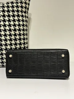 Crocodile Leather Inside Stitch Black 28cm Matte Gold Hardware Top Handle Bag WCB007 image 6