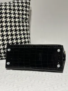 Crocodile Leather Black 28cm Glossy Silver Hardware Top Handle Bag WCB009 image 6
