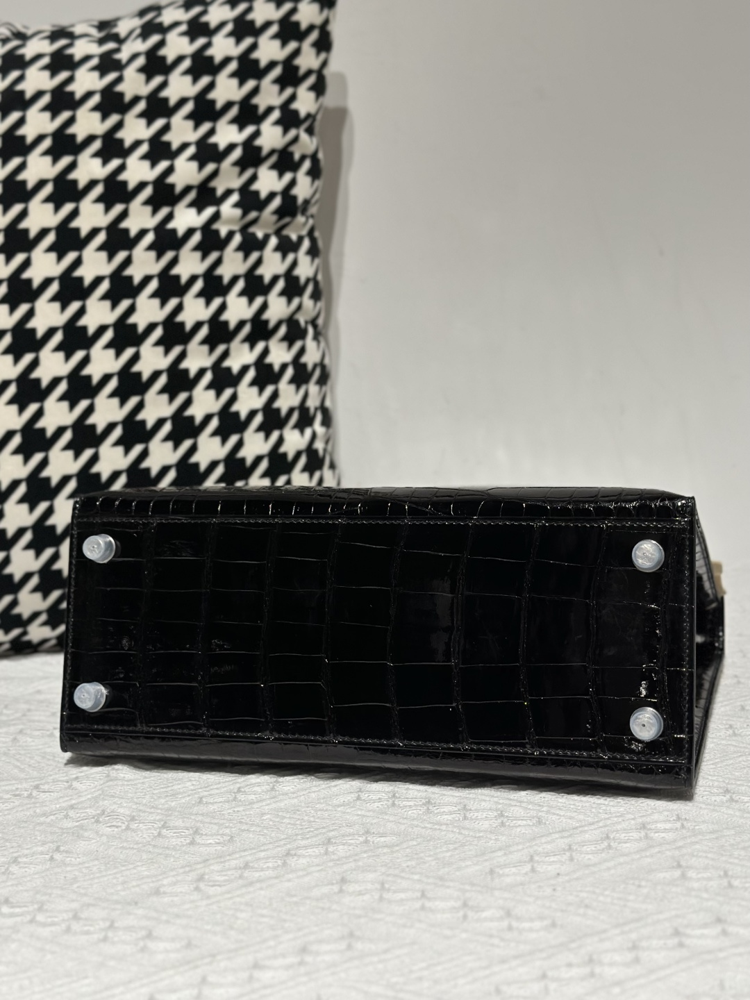 Crocodile Leather Black 28cm Glossy Silver Hardware Top Handle Bag WCB009 image 6