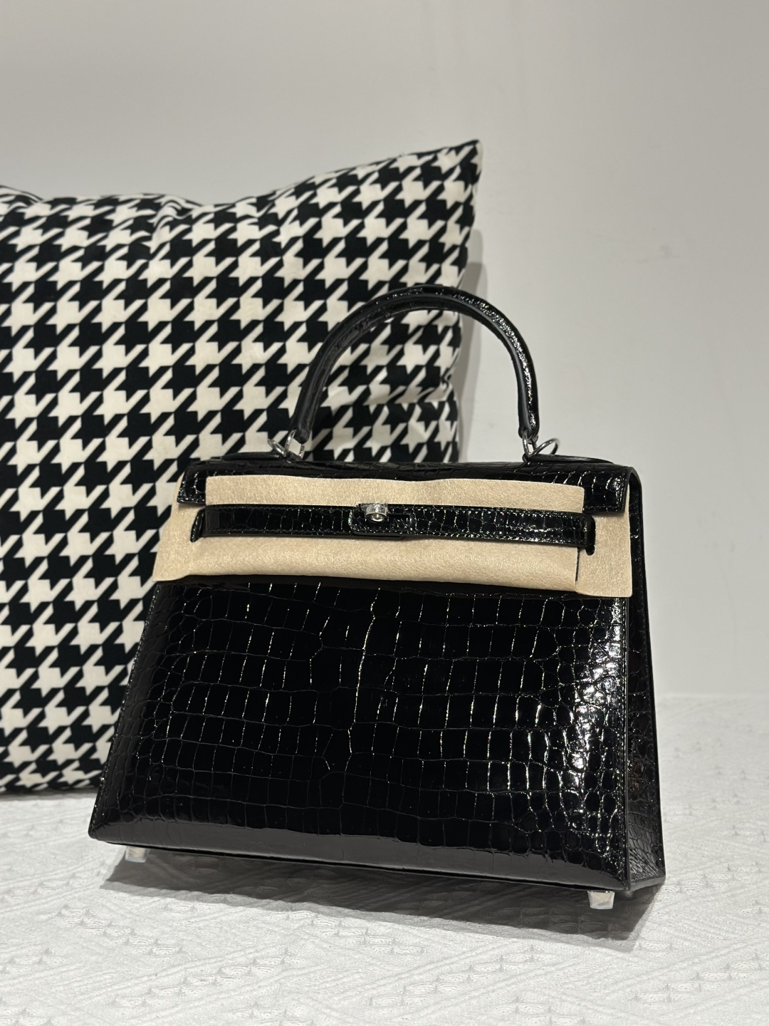 Crocodile Leather Black 28cm Glossy Silver Hardware Top Handle Bag WCB010 photo 2