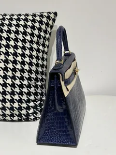 Crocodile Leather Aqua Blue 28cm Glossy Gold Hardware Top Handle Bag WCB013 image 5