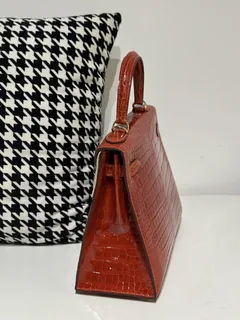 Crocodile Leather Salmon Pink 28cm Glossy Gold Hardware Top Handle Bag WCB014 image 4