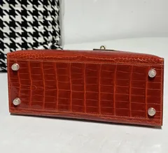 Crocodile Leather Salmon Pink 28cm Glossy Gold Hardware Top Handle Bag WCB014 image 6