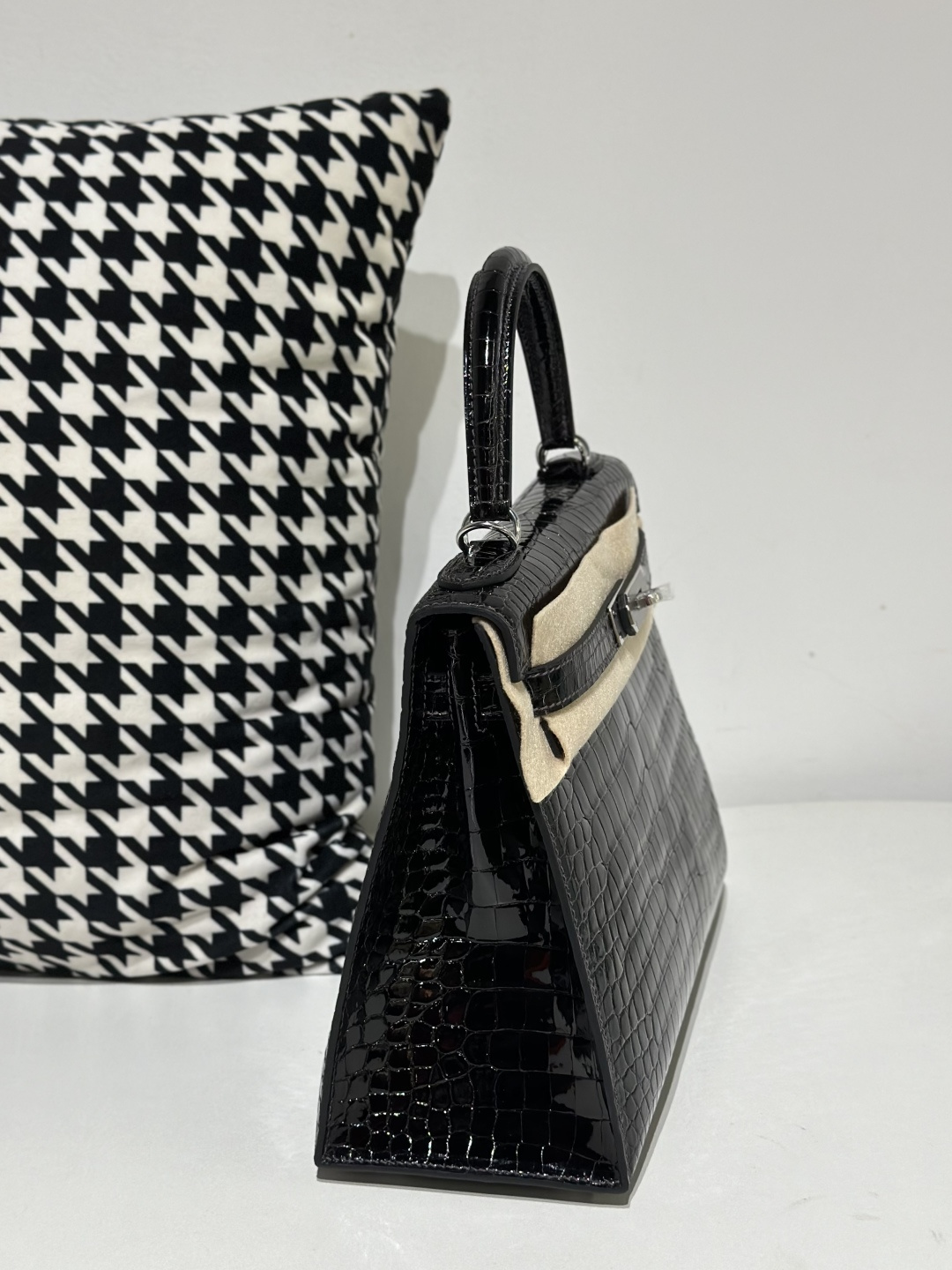 Crocodile Leather Ebony 28cm Glossy Silver Hardware Top Handle Bag WCB015 photo 5