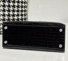 Crocodile Leather Ebony 28cm Glossy Silver Hardware Top Handle Bag WCB015 image 6
