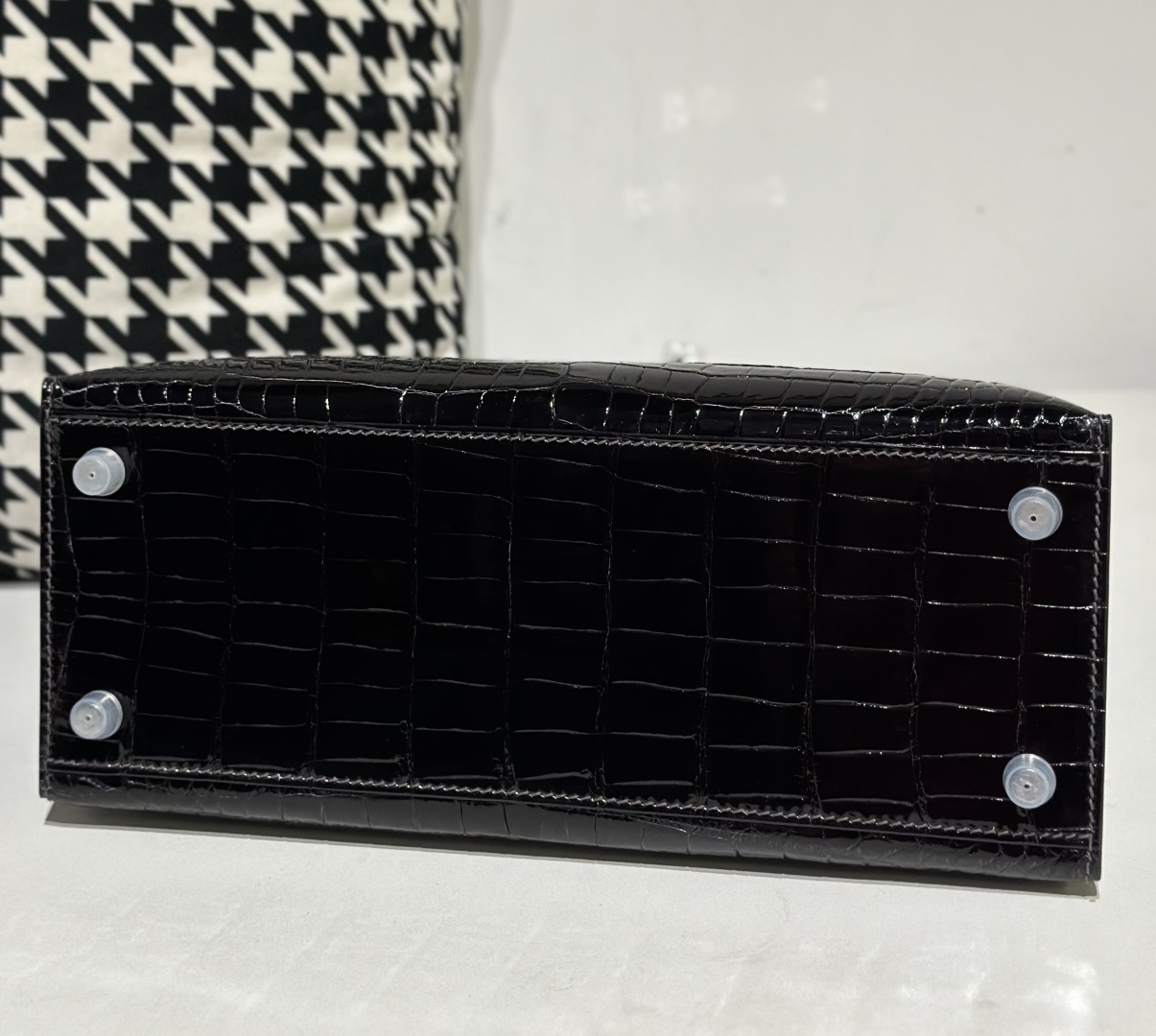 Crocodile Leather Ebony 28cm Glossy Silver Hardware Top Handle Bag WCB015 photo 6