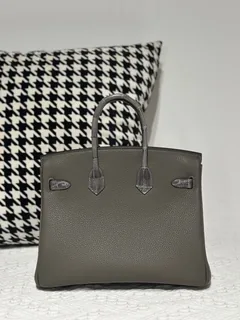 Crocodile Leather Gray 25cm Glossy Mixed Leather Silver Hardware Top Handle Tote Bag WCB018 image 3