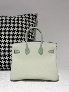 Crocodile Leather Mint Green 25cm Matte Mixed Leather Silver Hardware Top Handle Tote Bag WCB019 image 3
