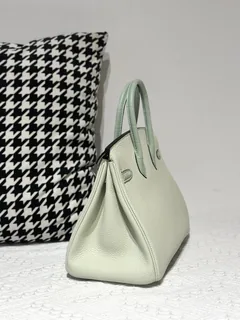 Crocodile Leather Mint Green 25cm Matte Mixed Leather Silver Hardware Top Handle Tote Bag WCB019 image 4