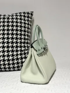 Crocodile Leather Mint Green 25cm Matte Mixed Leather Silver Hardware Top Handle Tote Bag WCB019 image 5
