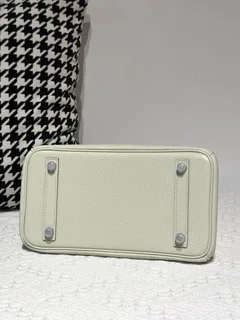 Crocodile Leather Mint Green 25cm Matte Mixed Leather Silver Hardware Top Handle Tote Bag WCB019 image 6