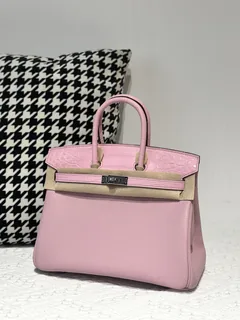 Crocodile Leather Sakura Pink 25cm Matte Silver Hardware Top Handle Tote Bag WCB020 image 2