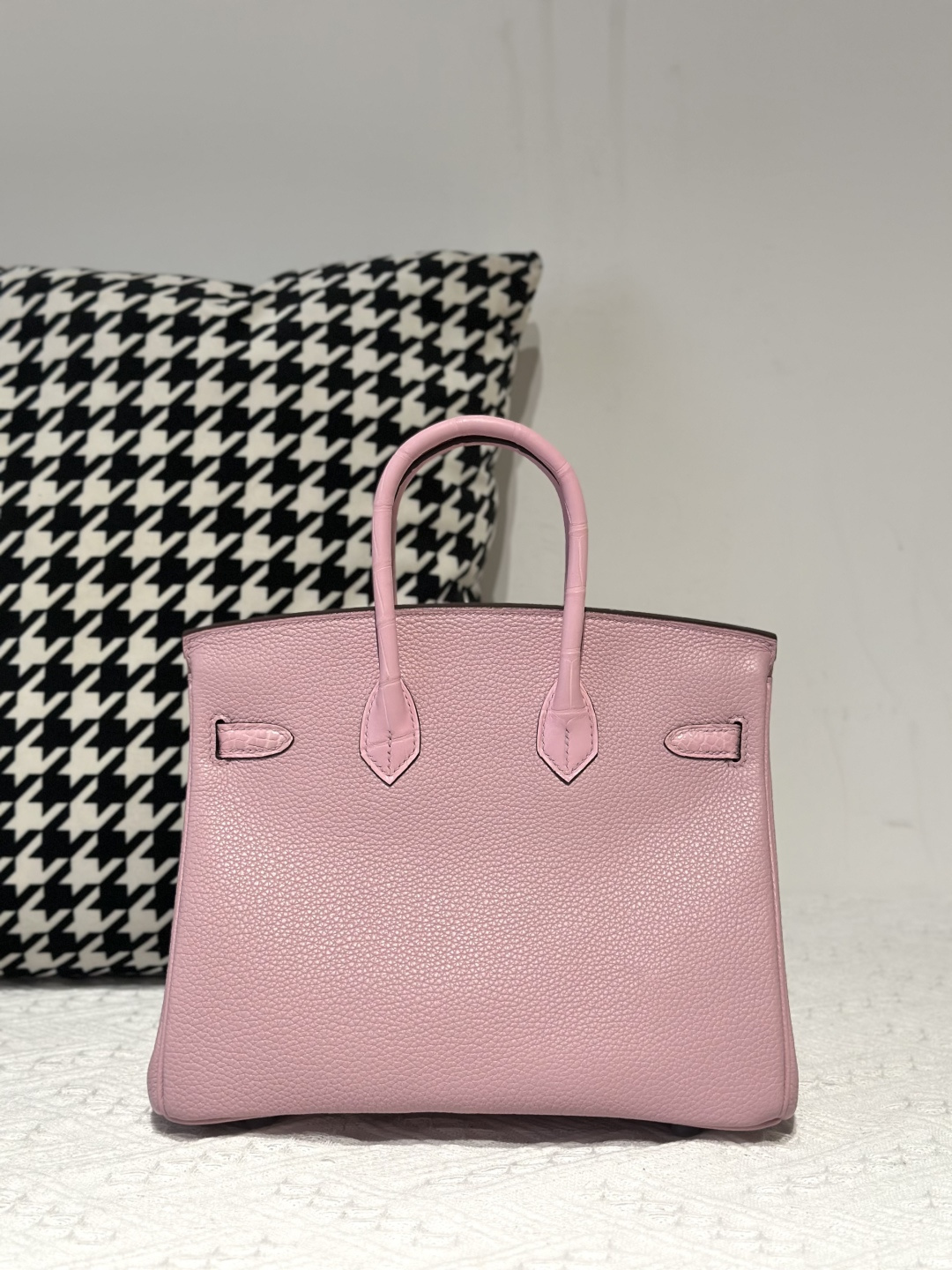 Crocodile Leather Sakura Pink 25cm Matte Silver Hardware Top Handle Tote Bag WCB020 photo 3