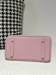Crocodile Leather Sakura Pink 25cm Matte Mixed Leather Gold Hardware Top Handle Tote Bag WCB021 image 6