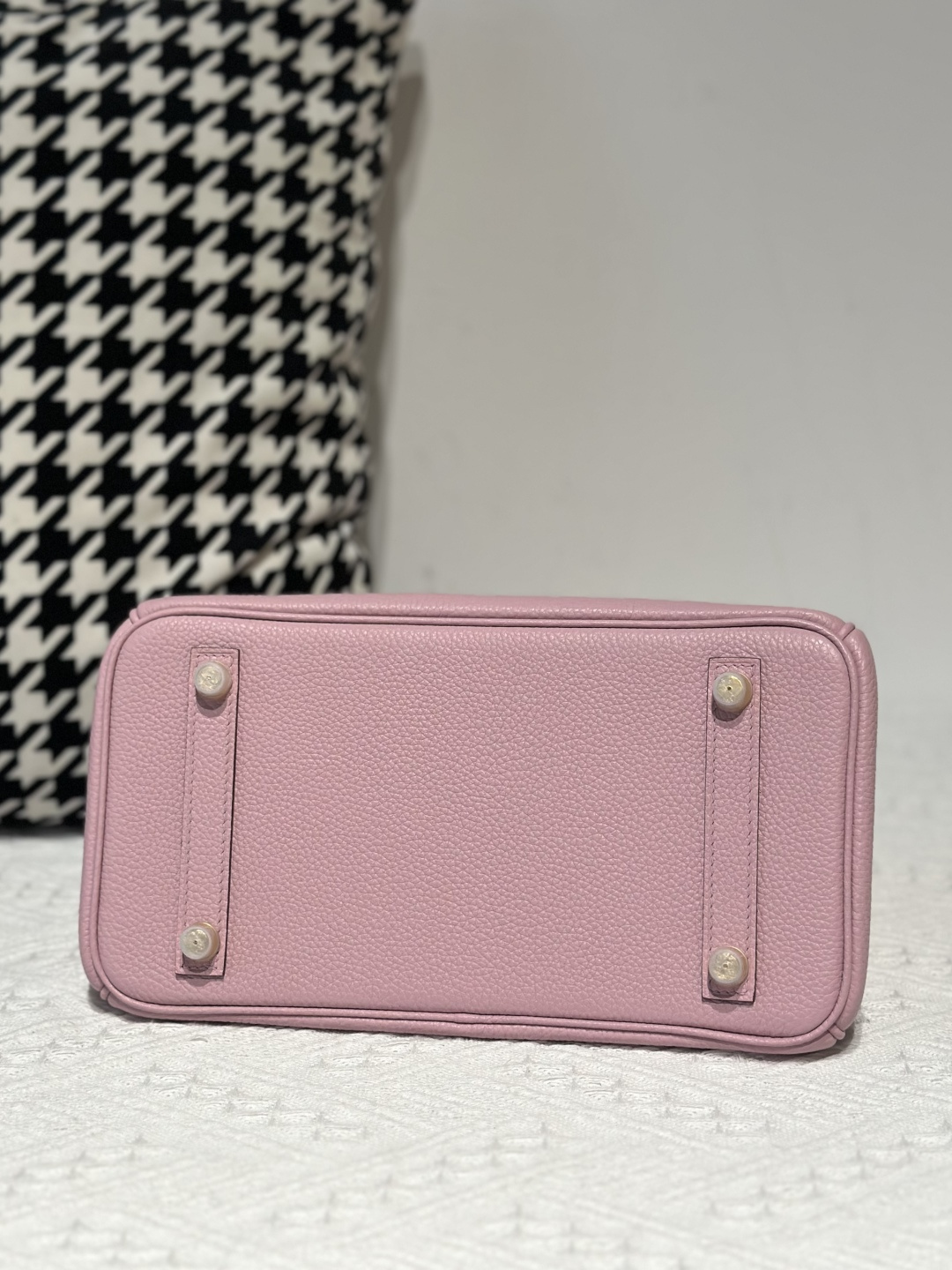 Crocodile Leather Sakura Pink 25cm Matte Mixed Leather Gold Hardware Top Handle Tote Bag WCB021 photo 6