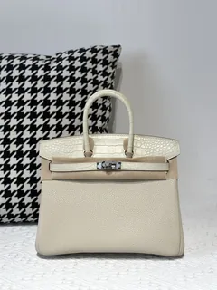 Crocodile Leather Glacier White 25cm Matte Silver Hardware Top Handle Tote Bag WCB022 image 1