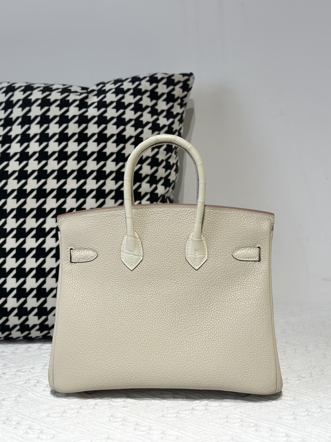 Crocodile Leather Glacier White 25cm Matte Silver Hardware Top Handle Tote Bag WCB022 photo 3