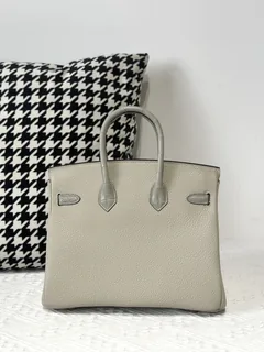 Crocodile Leather Pearl Gray 25cm Matte Mixed Leather Gold Hardware Top Handle Tote Bag WCB024 image 3