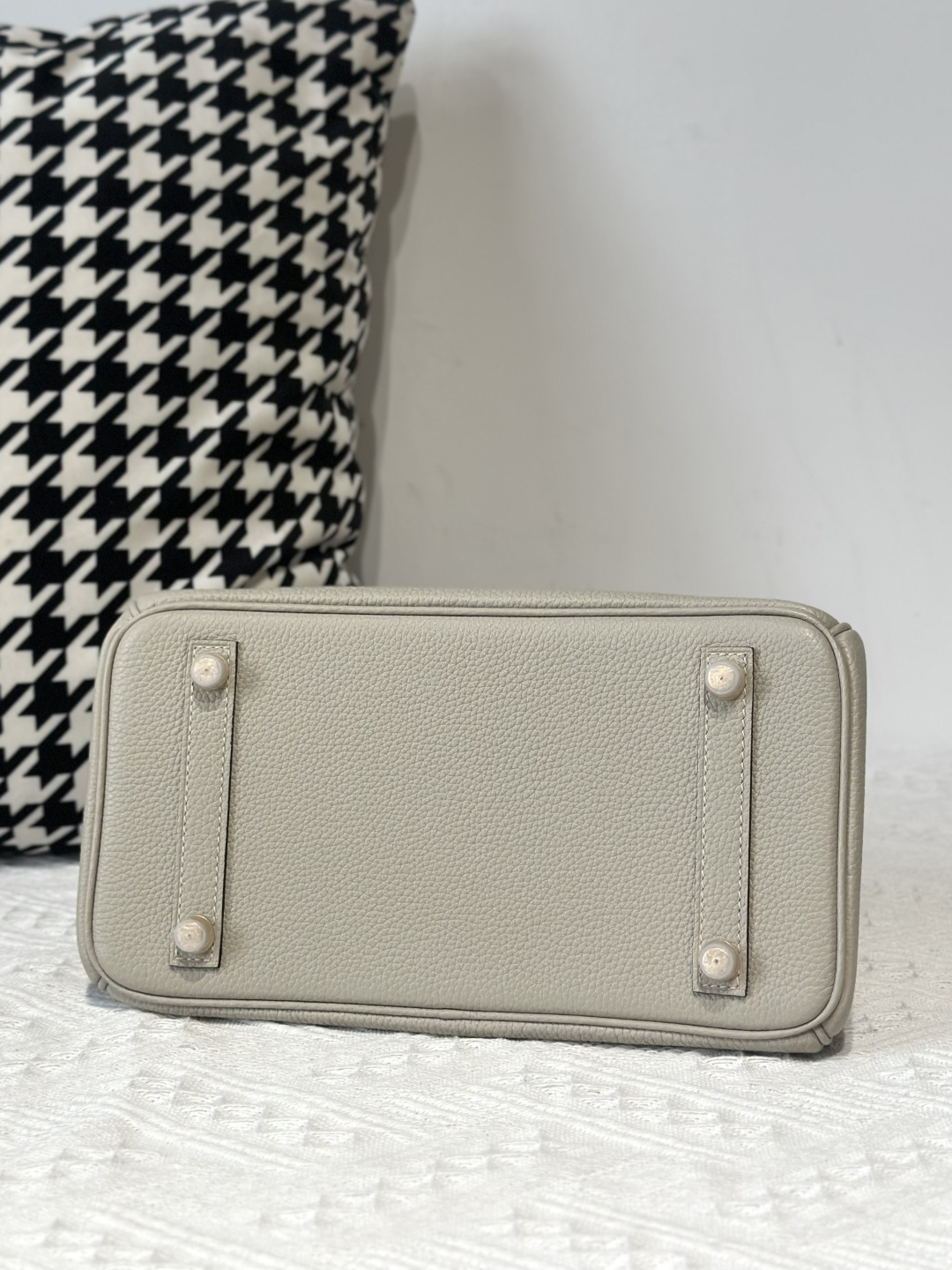 Crocodile Leather Pearl Gray 25cm Matte Mixed Leather Gold Hardware Top Handle Tote Bag WCB024 photo 6