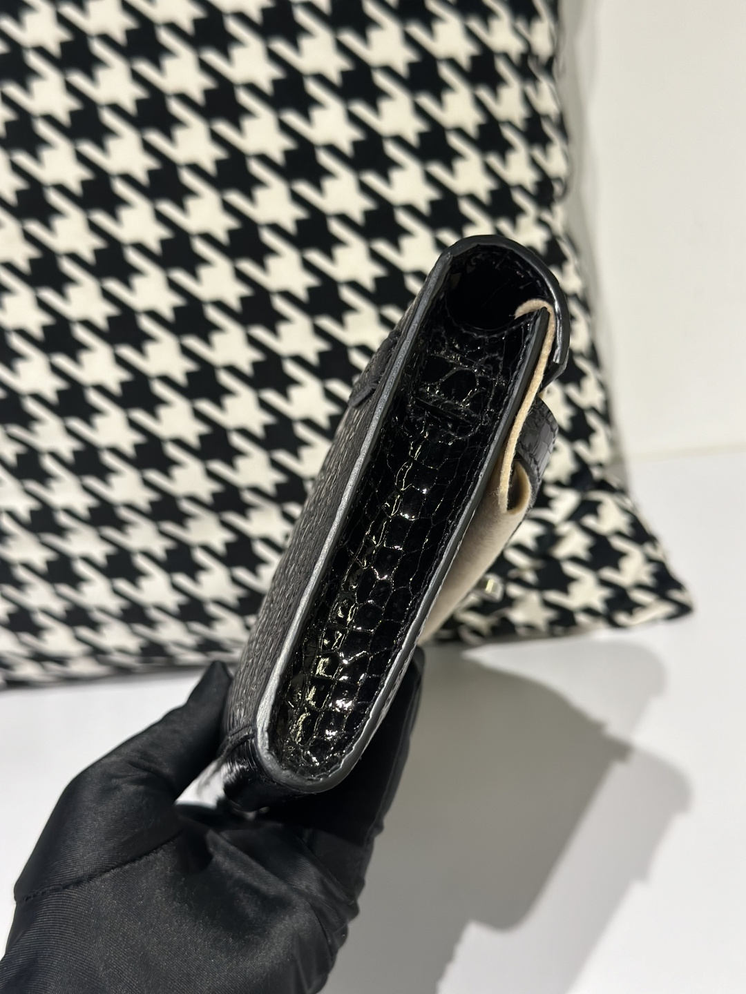 Crocodile Leather Black 31cm Glossy Silver Hardware Top Handle Bag WCB026 photo 5