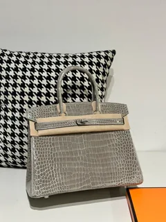 Crocodile Leather 30cm Glossy Top Handle Tote Bag Collection WCB027 image 1