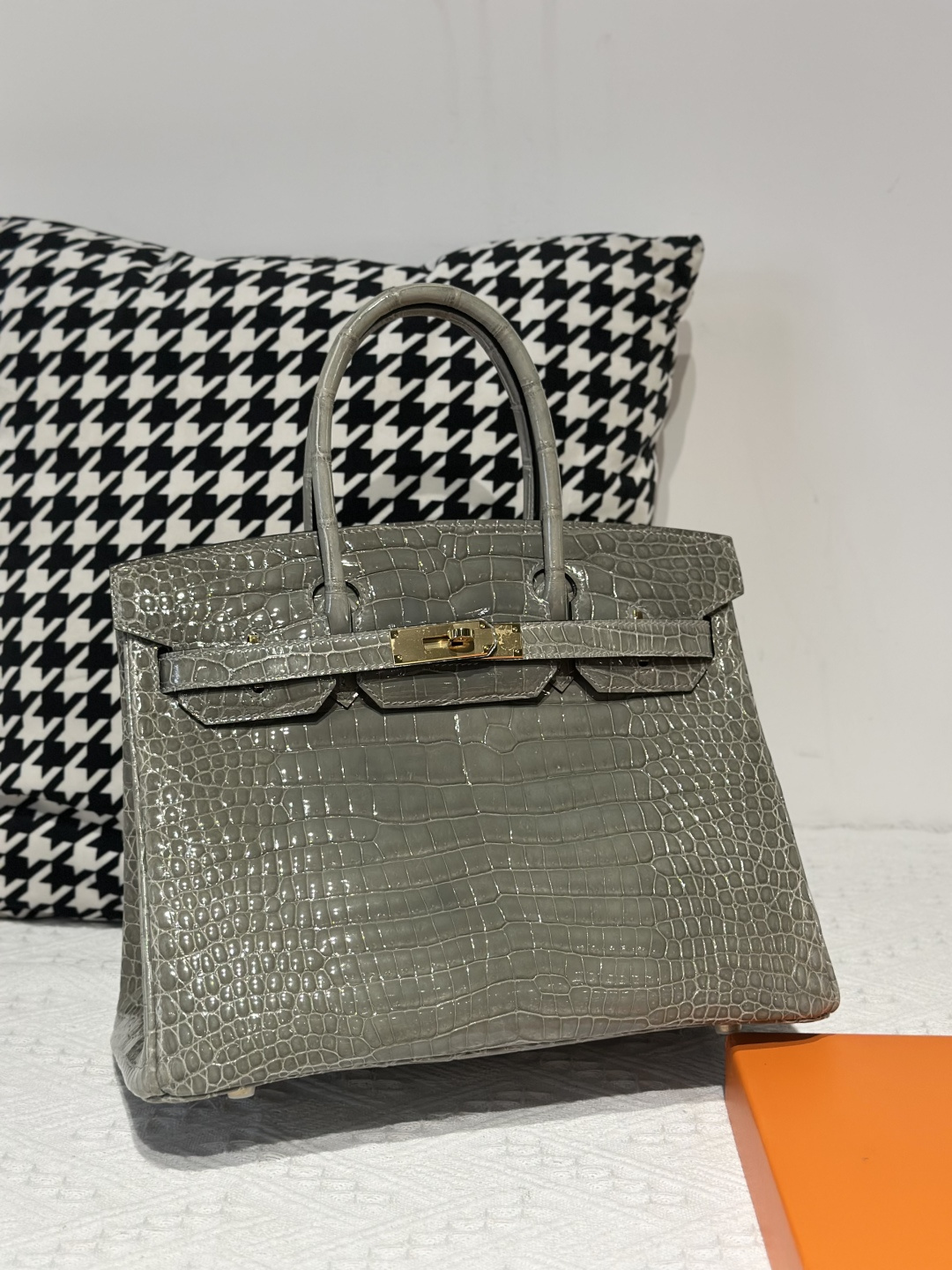 Crocodile Leather 30cm Glossy Top Handle Tote Bag Collection WCB027 photo 10