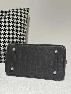 Crocodile Leather Graphite Gray 30cm Matte Gold Hardware Top Handle Tote Bag WCB029 image 6