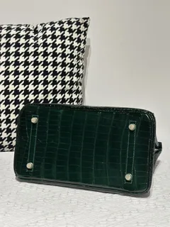 Crocodile Leather Emerald Green 30cm Glossy Gold Hardware Top Handle Tote Bag WCB032 image 6