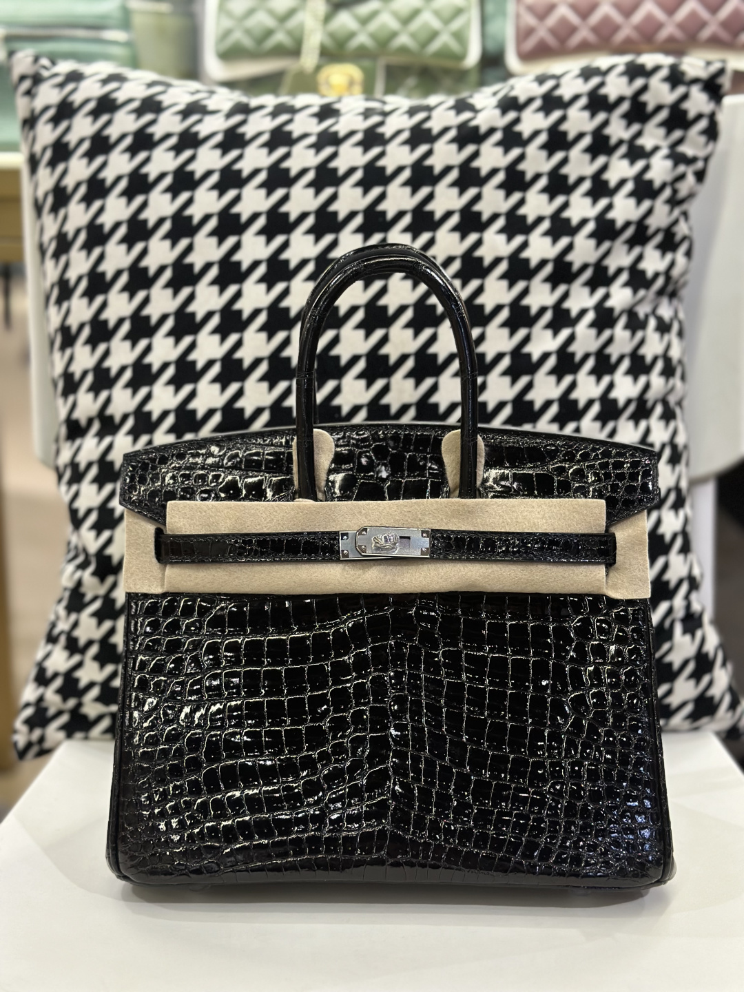 Crocodile Leather 25cm Glossy Top Handle Tote Bag Collection WCB034 image 3