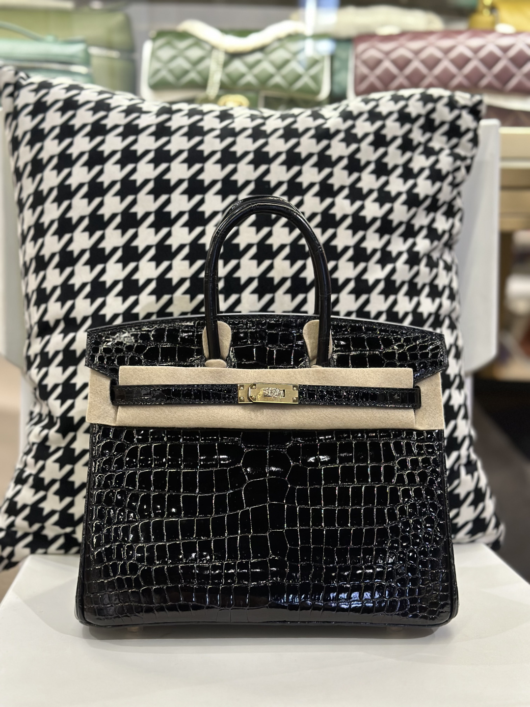 Crocodile Leather 25cm Glossy Top Handle Tote Bag Collection WCB034 image 5