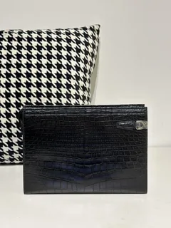 Crocodile Leather Men's Purple Hand-Finished Silver Hardware Clutch Bag WCB036 image 2